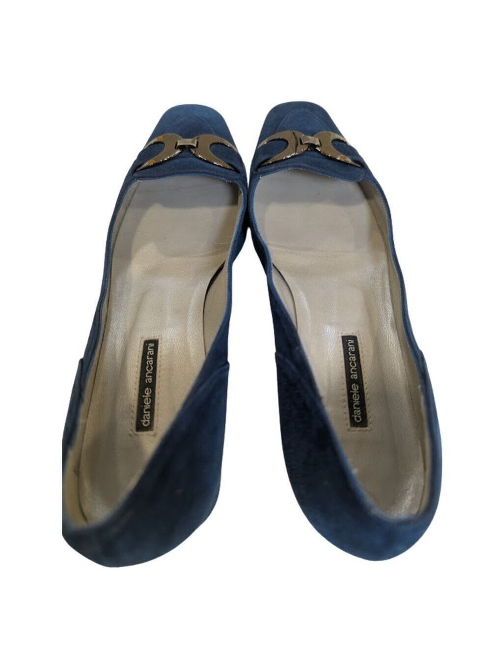 Daniele Ancarani Blue Suede Block Heel Pumps Square Toe Quiet Luxury EU 36.5 - Picture 8 of 11